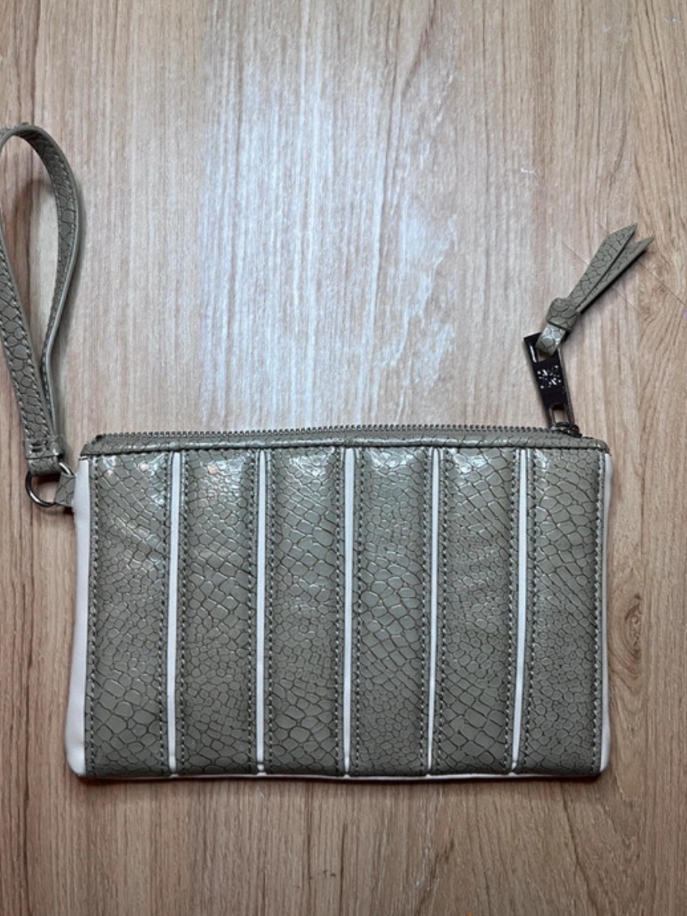 Simply Vera Vera Wang Taupe Snake-Embossed Wristlet Clutch